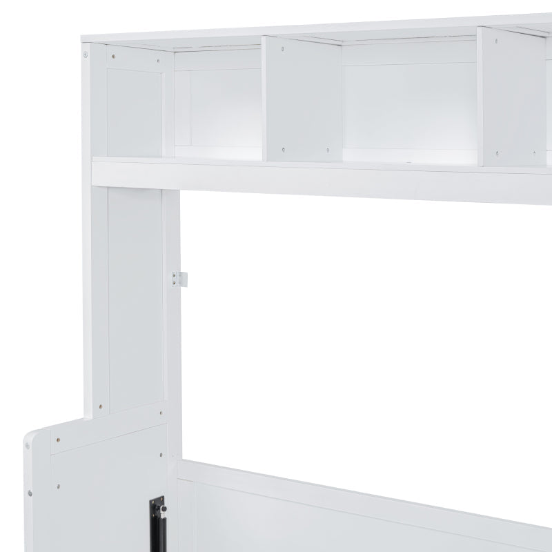 Murphy Bed with Closet & Drawers – Queen Size, White