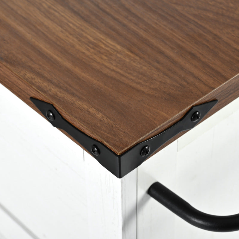 54.5" Farmhouse Kitchen Island – Drop Leaf, Power Outlet, Storage Racks, Rolling Cart-white
