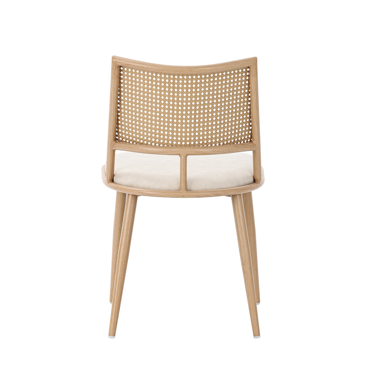 Set of 2 Modern PU Dining Chairs with Rattan Backrest