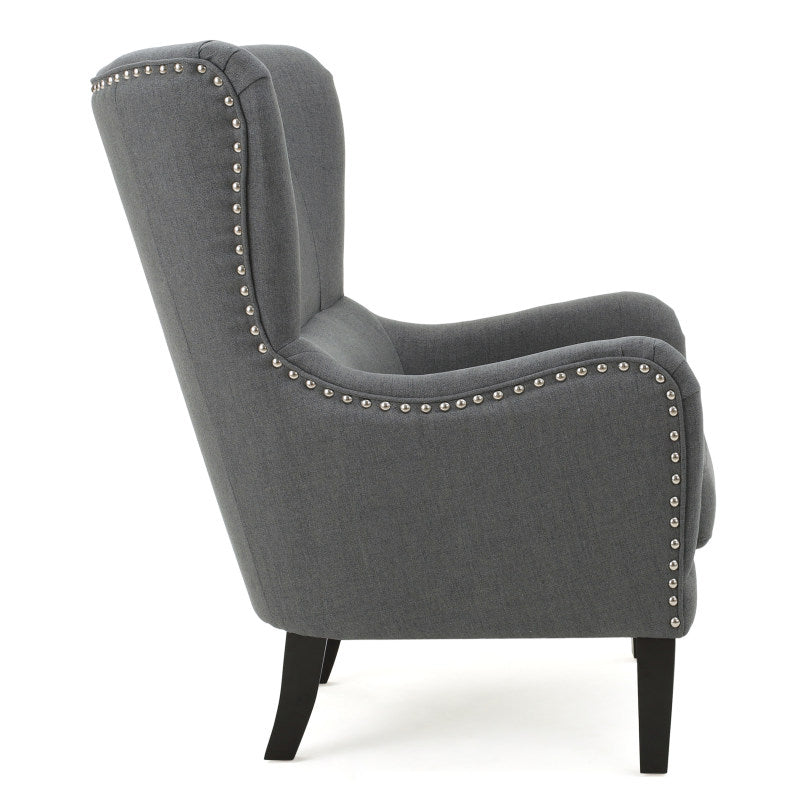 Hi-Back Studded Arm Chair: Elegant Seating for Living Room & Study