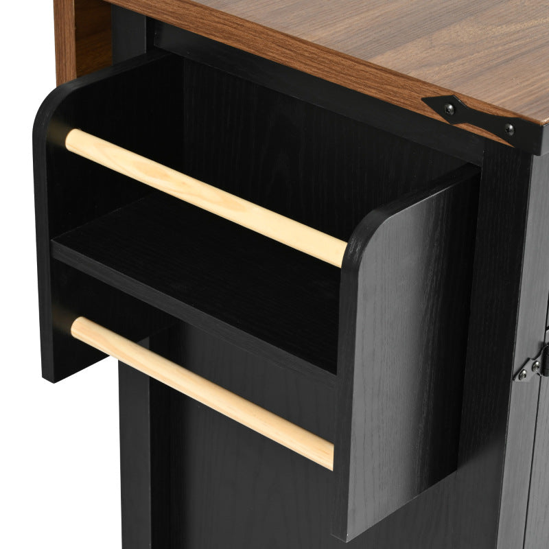 53.5" Farmhouse Kitchen Island with Drop Leaf & Power Outlet