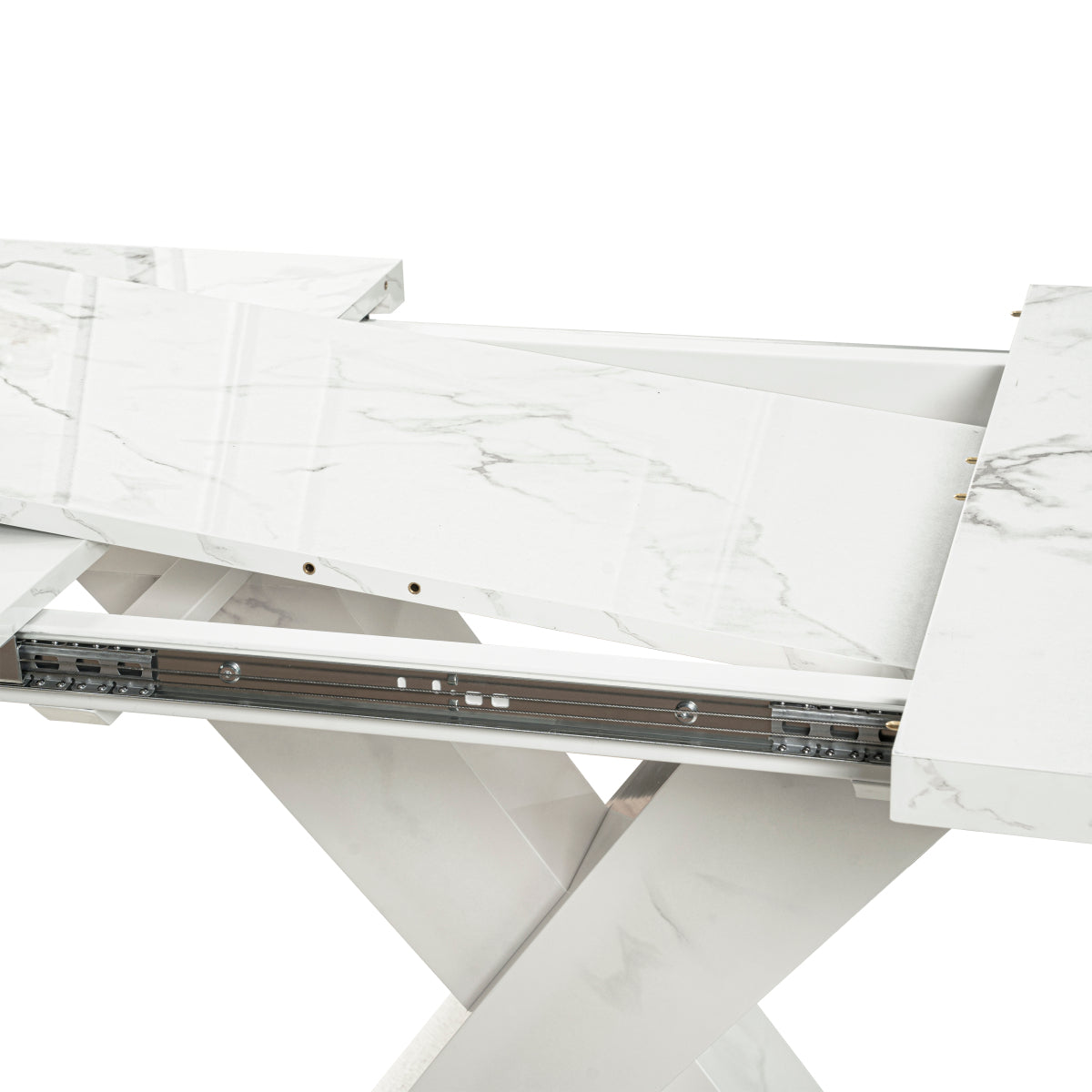 Modern Extendable Dining Table (47"-63") | Marble Top, X-Base