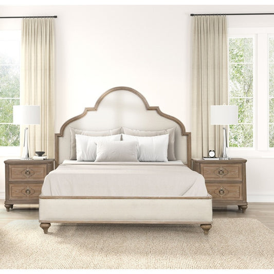 Rustic Oak 3-Piece Queen Bed Set | Solid Wood w/ Unique Legs & USB Ports